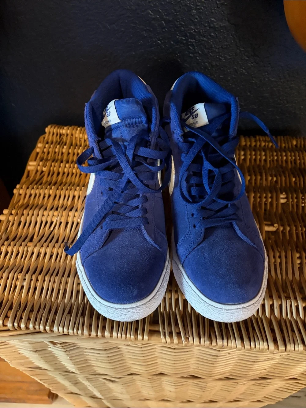 Nike SB Zoom Blazer Mid Royal Blue Suede High-Top Sneakers with White Swoosh